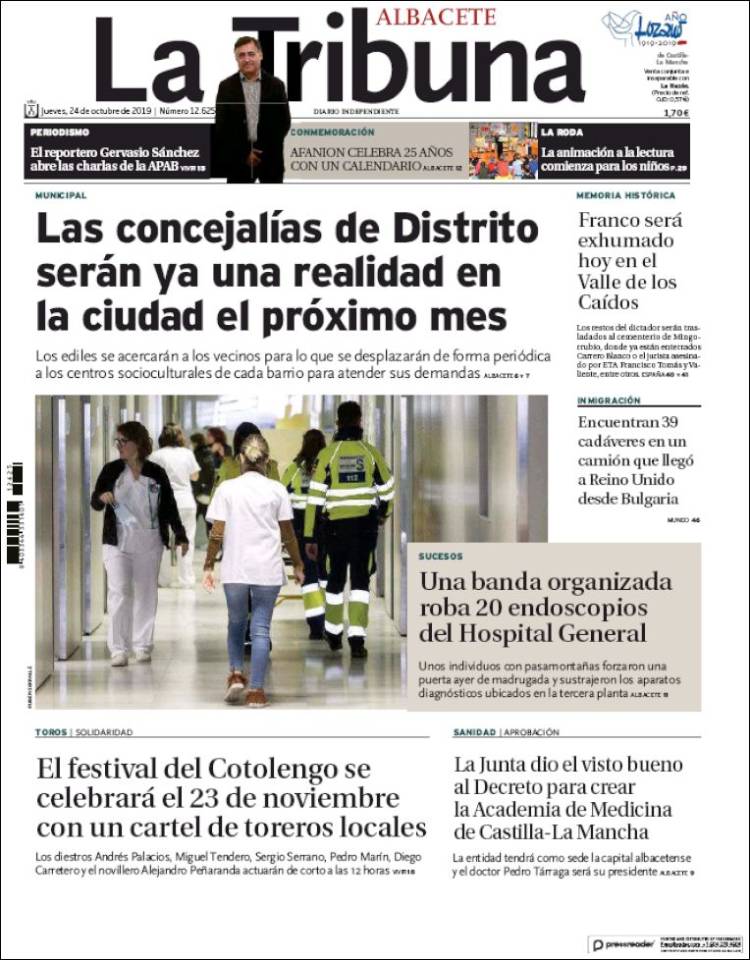 Portada de La Tribuna de Albacete (España)