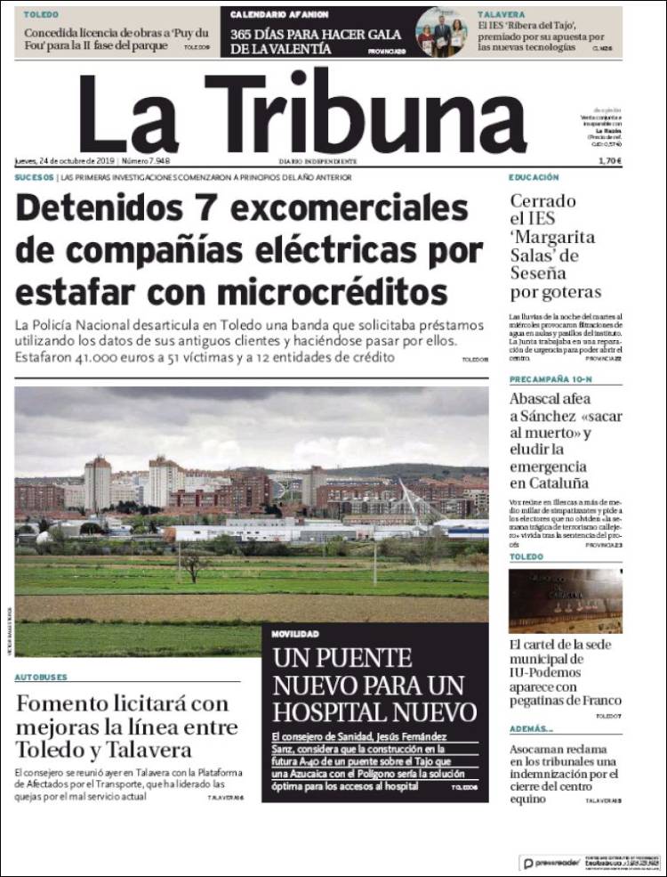 Portada de La Tribuna de Toledo (España)