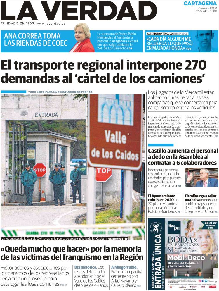 Portada de La Verdad de Cartagena (España)