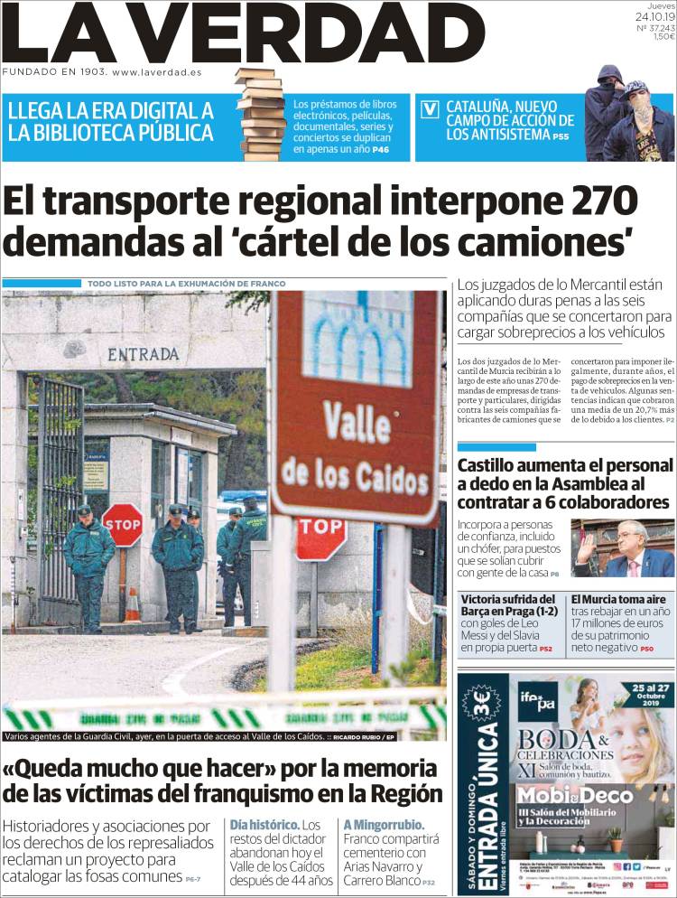 Portada de La Verdad de Murcia (España)