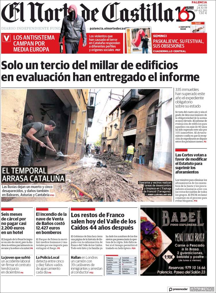 Portada de Norte de Castilla - Palencia (España)