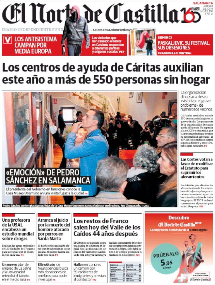 Portada de Norte de Castilla - Salamanca (España)