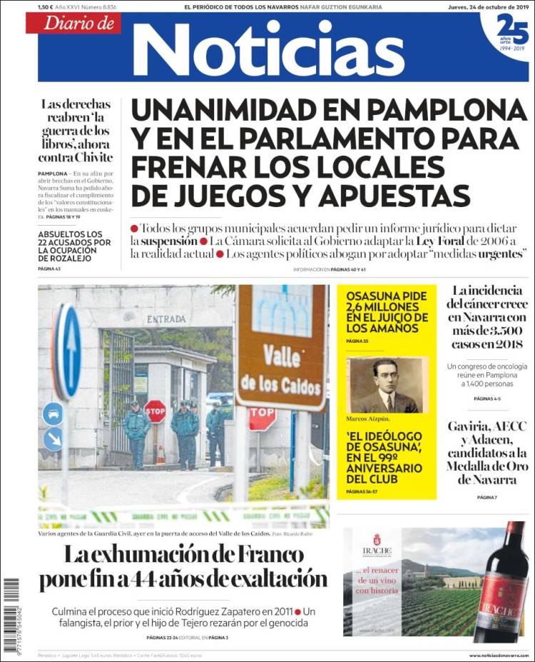 Portada de Noticias de Navarra (España)