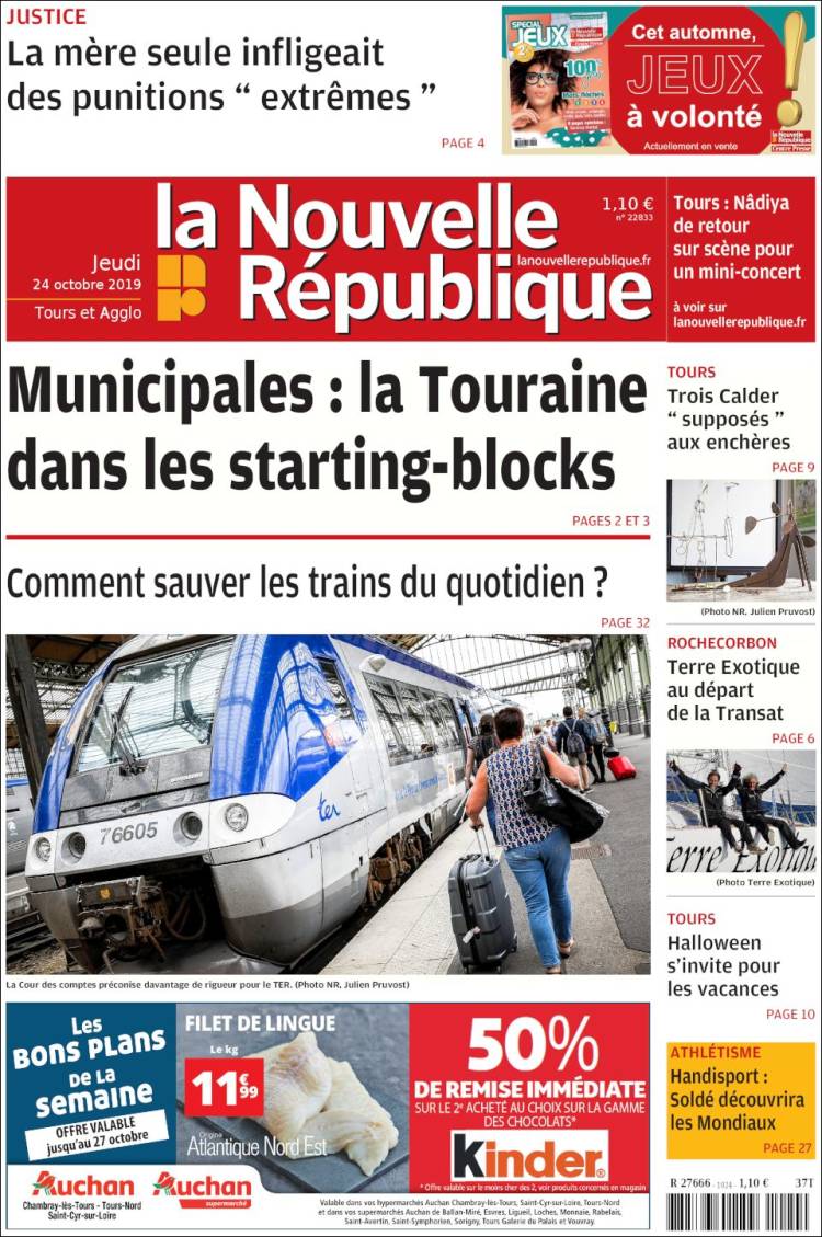 Portada de La Nouvelle Republique (Francia)