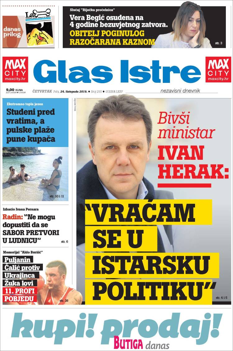 Portada de Glas Istre (Croacia)
