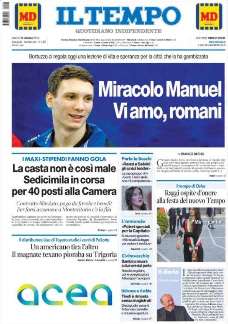 Portada de Il Tempo (Italia)