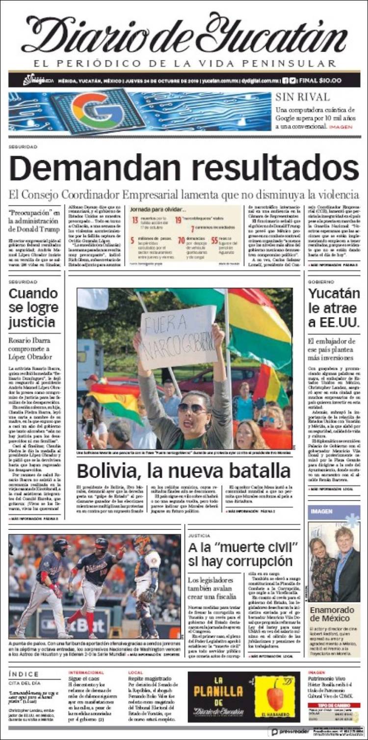 Portada de Diario de Yucatán (M&eacute;xico)