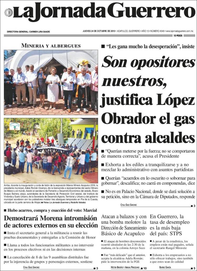 Portada de La Jornada de Guerrero (M&eacute;xico)