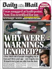 Portada de Daily Mail (Reino Unido)