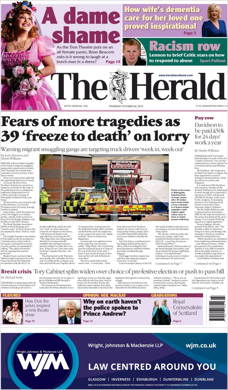 Portada de The Herald (United Kingdom)