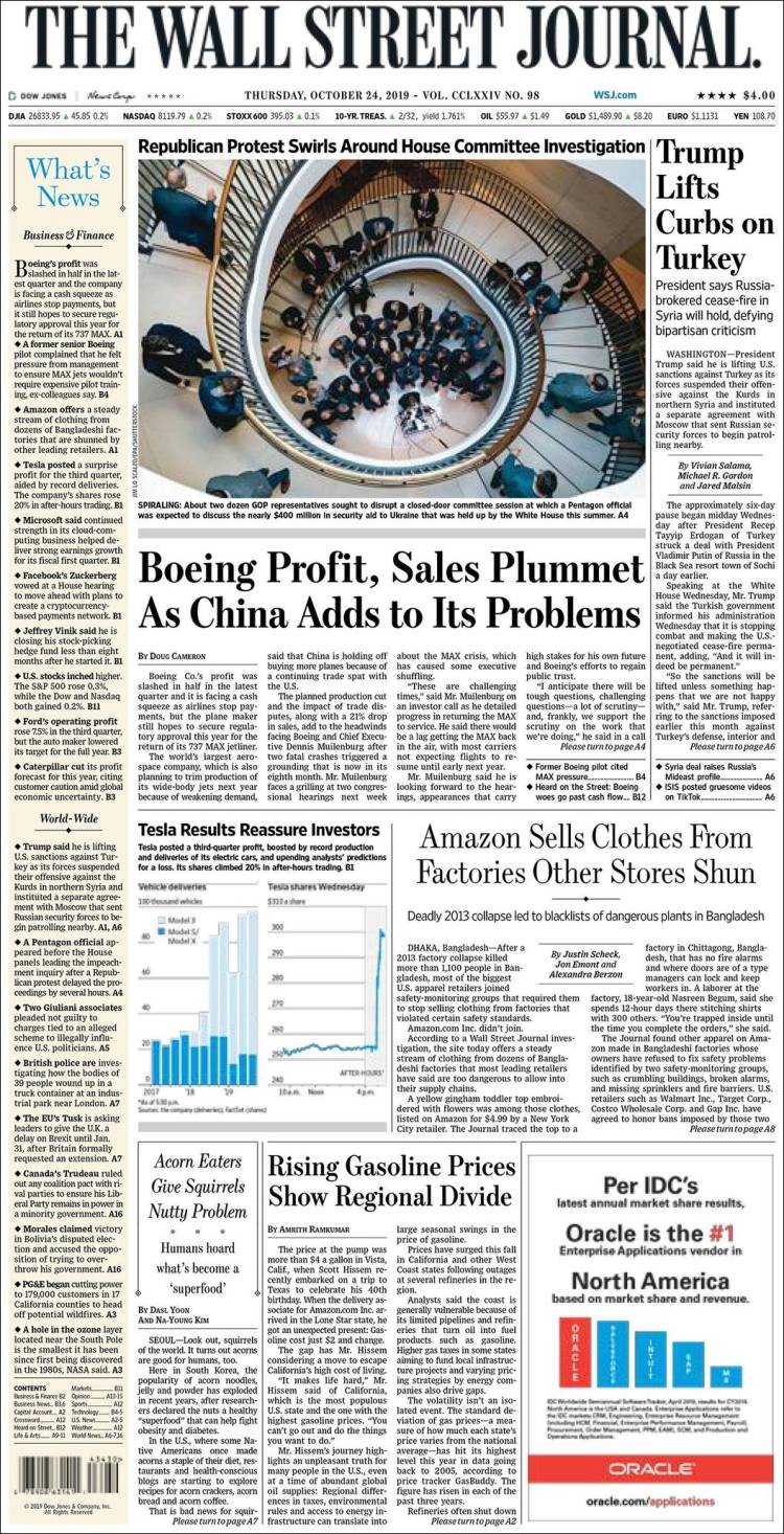 Portada de Wall Street Journal (USA)