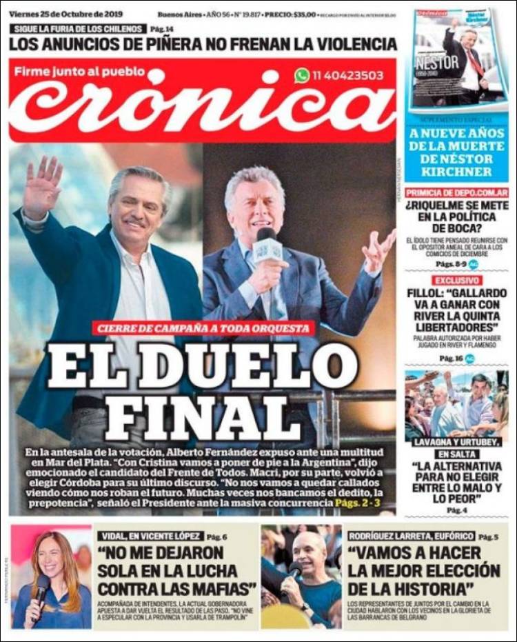 Portada de Crónica (Argentina)