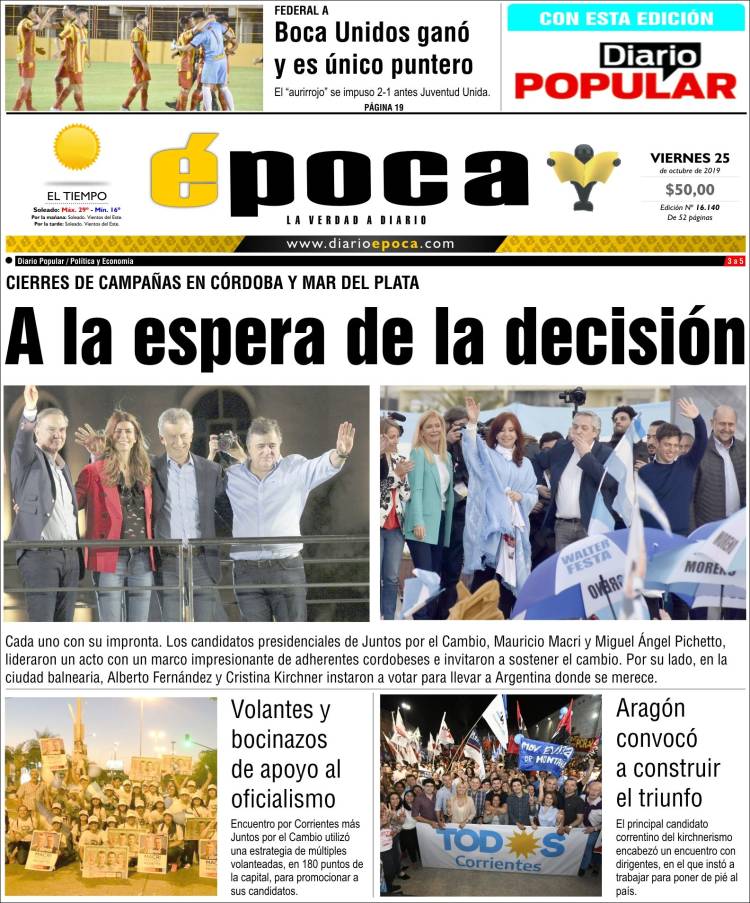 Portada de Diario Época (Argentina)