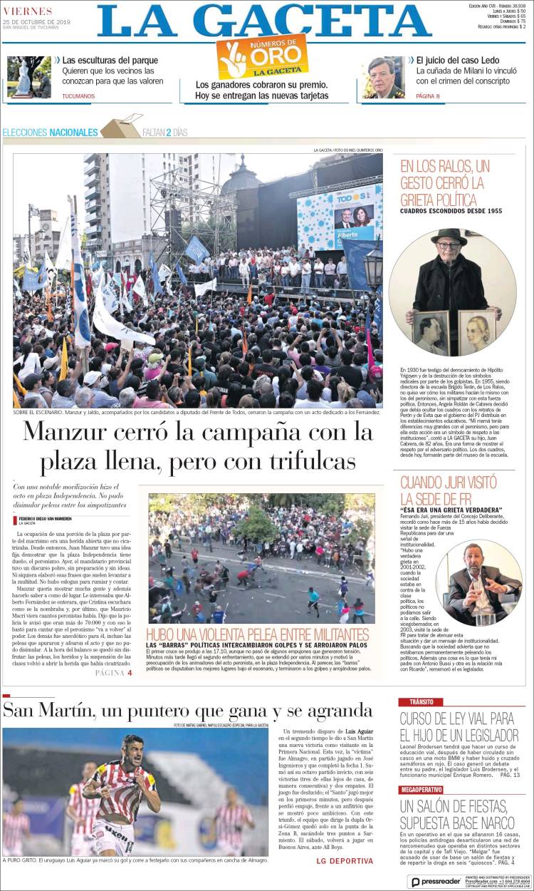 Portada de La Gaceta (Argentina)