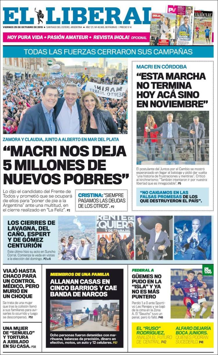 Portada de Diario El Liberal (Argentina)