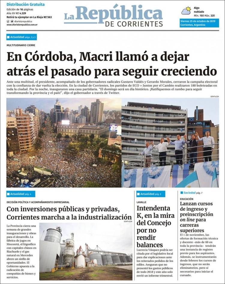 Portada de La República de Corrientes (Argentina)