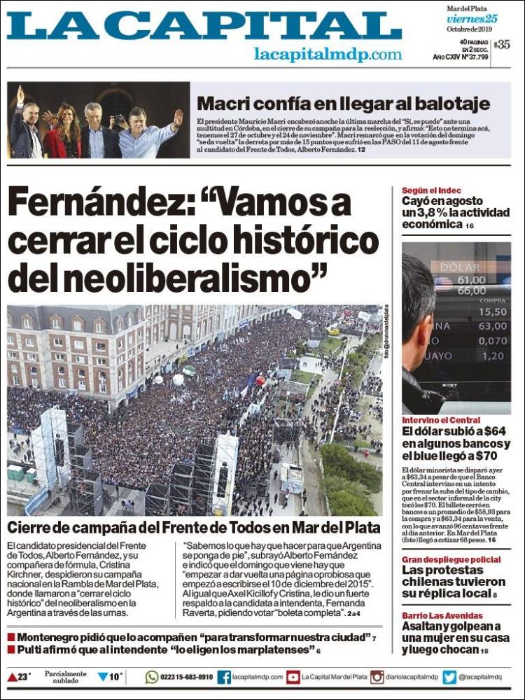 Portada de Diario La Capital - Mar del Plata (Argentina)