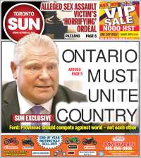 Portada de The Toronto Sun (Canadá)