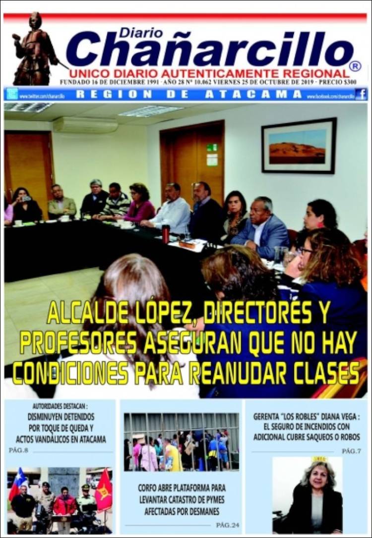 Portada de Diario Chañarcillo (Chile)