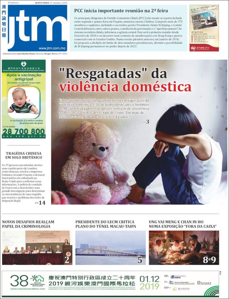 Portada de Jornal Tribuna de Macau (China)