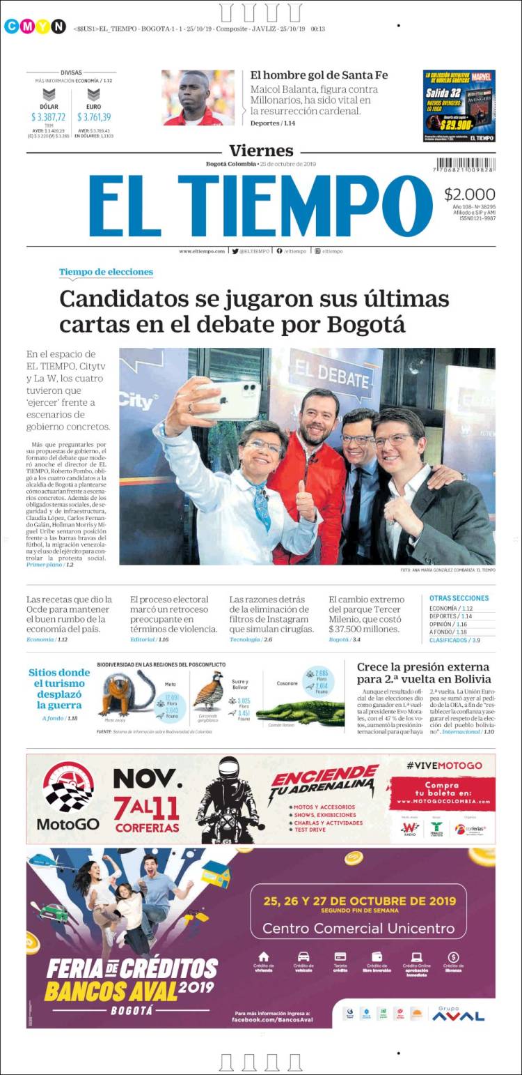 Portada de El Tiempo (Colombia)