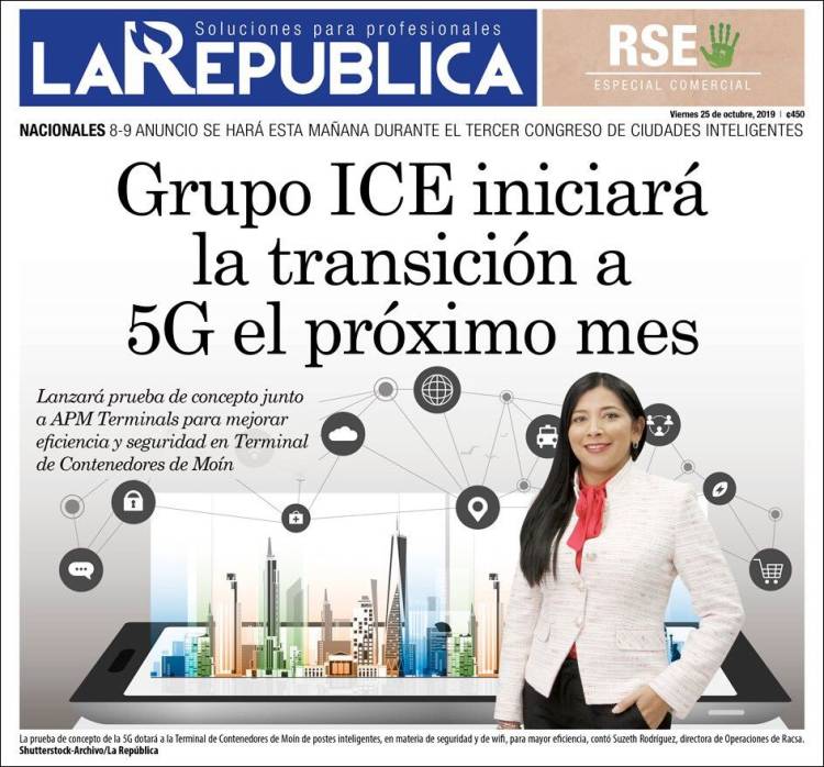 Portada de La República (Costa Rica)