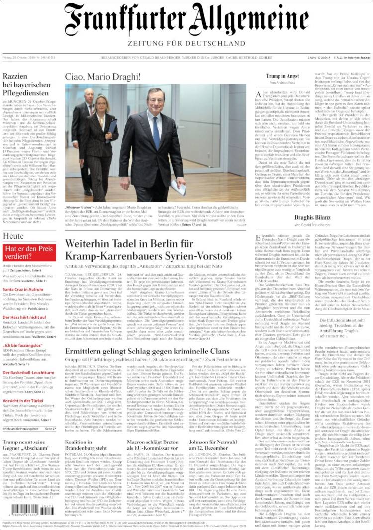 Portada de Frankfurter Allgemeine (Alemania)