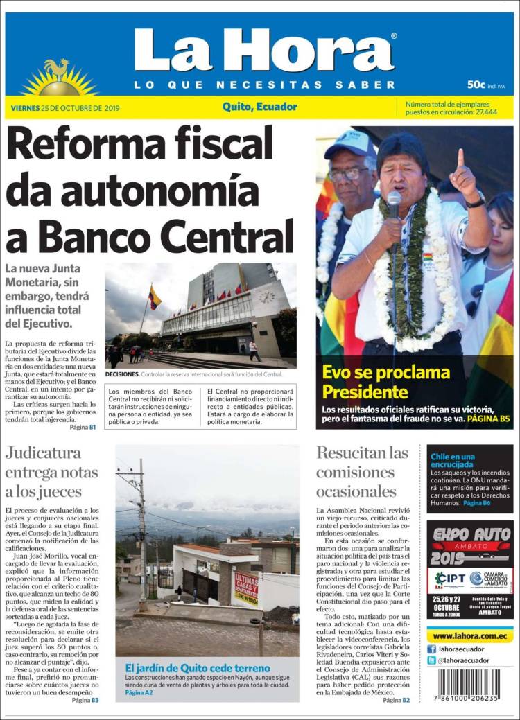 Portada de La Hora - Ecuador (Ecuador)