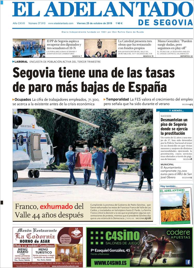 Portada de El Adelantado de Segovia (España)