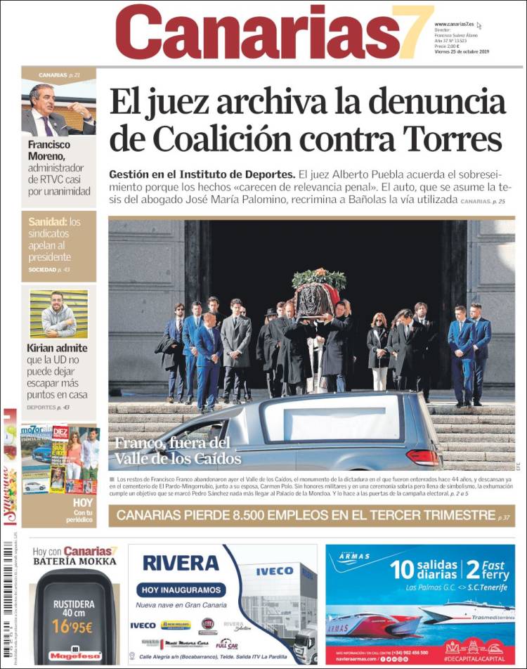 Portada de Canarias 7 (España)