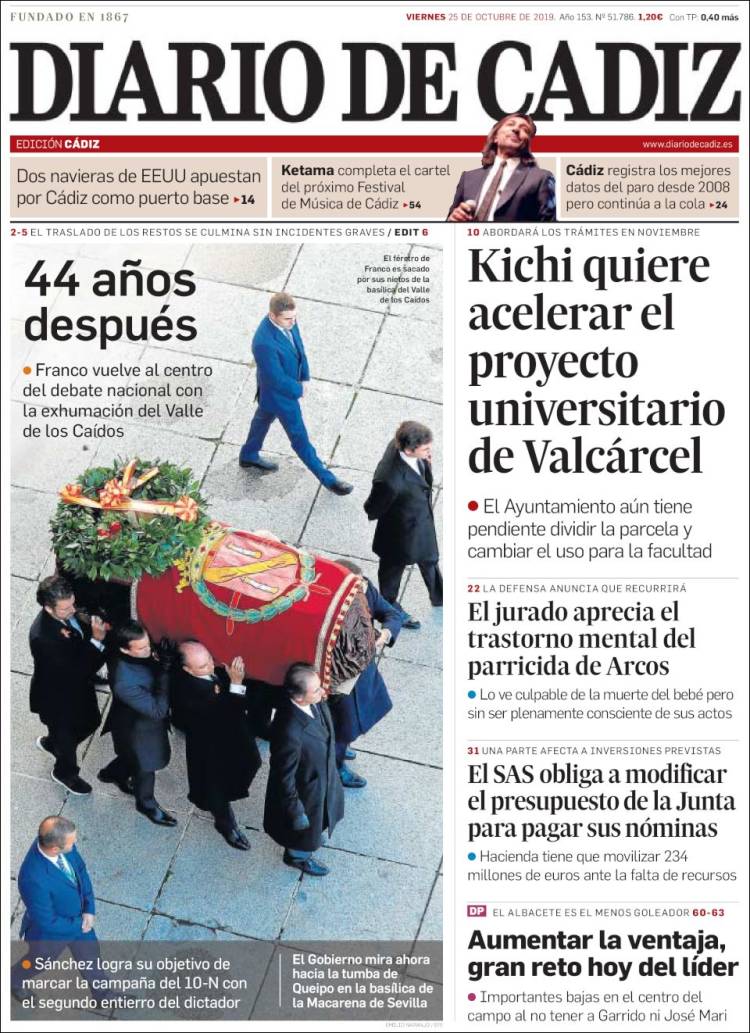 Portada de Diario de Cádiz (España)