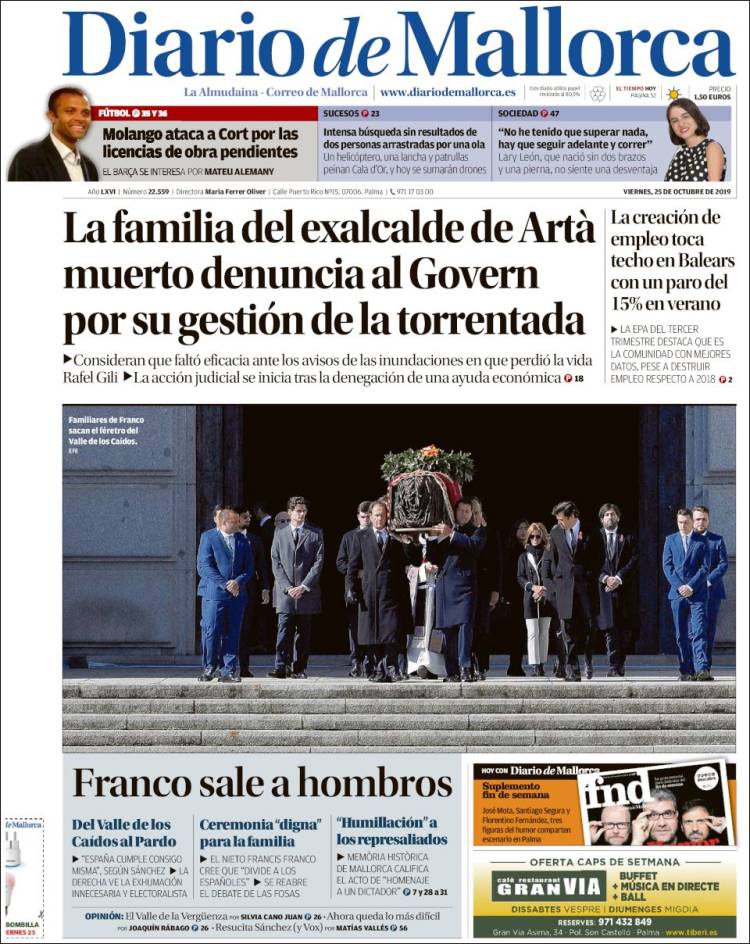 Portada de Diario de Mallorca (España)