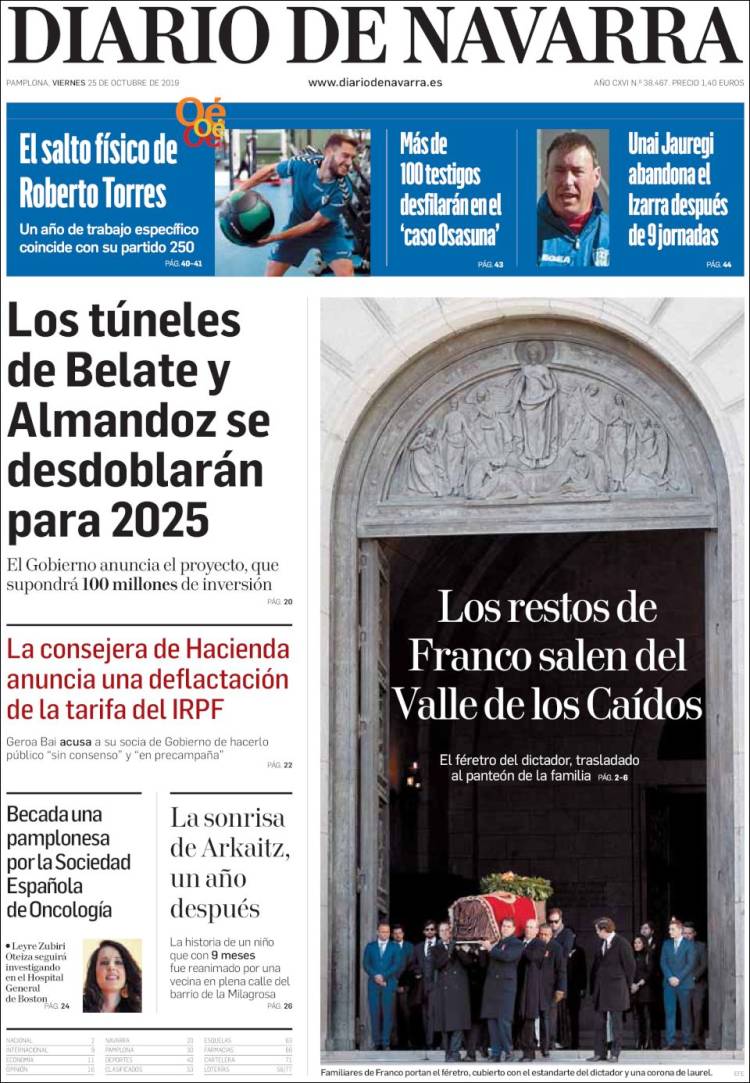 Portada de Diario de Navarra (España)