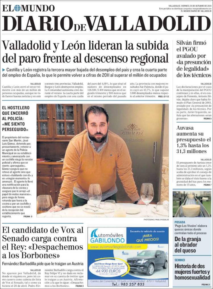 Portada de Diario de Valladolid (España)