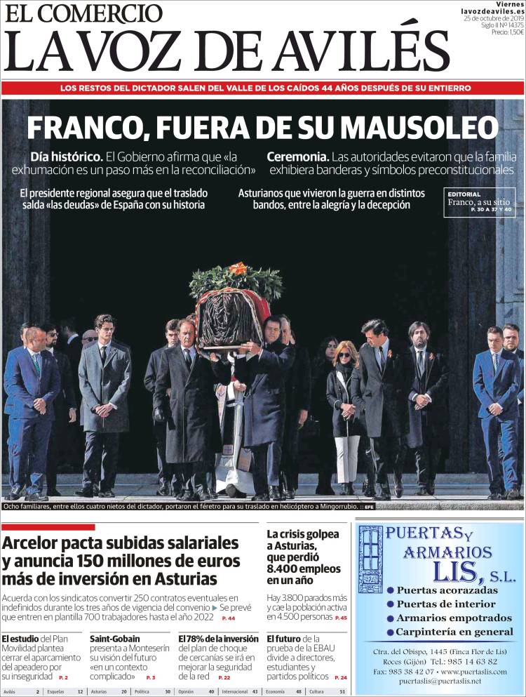 Portada de El Comercio - Avilés (España)