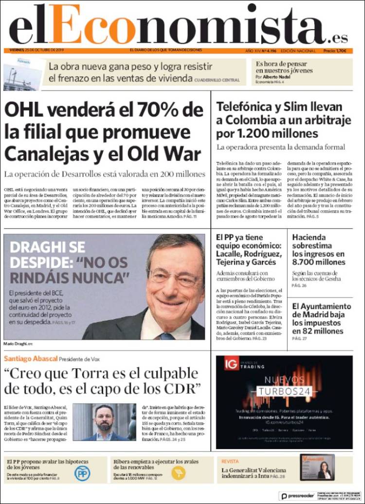 Portada de El Economista (Espa&ntilde;a)