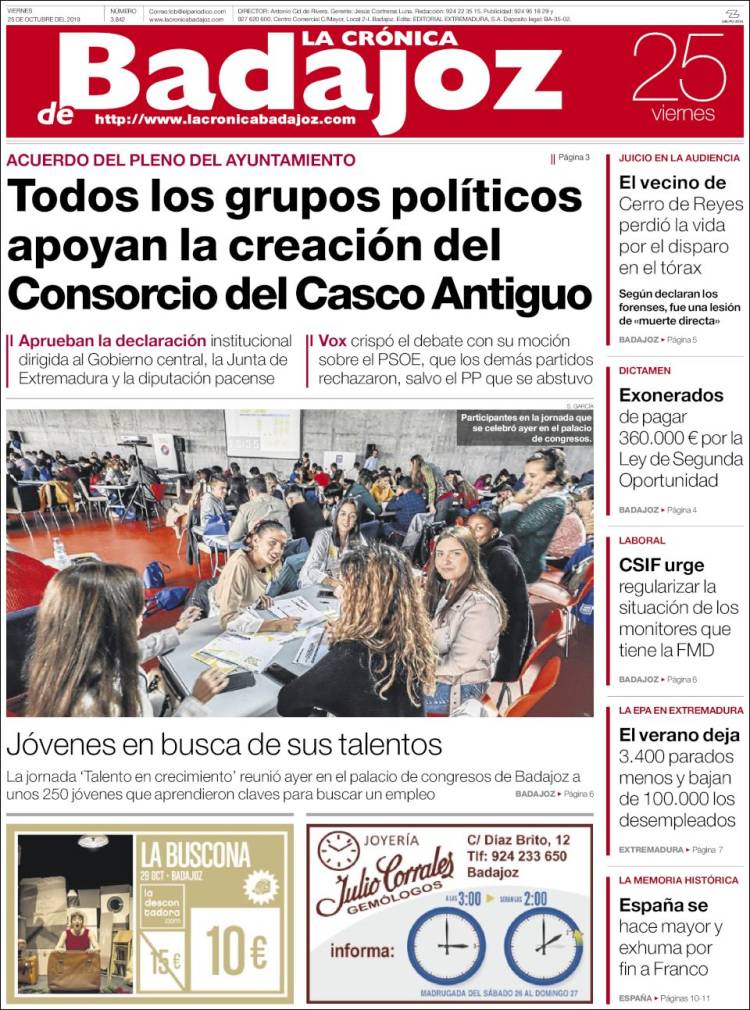 Portada de El Periódico de Extremadura (España)