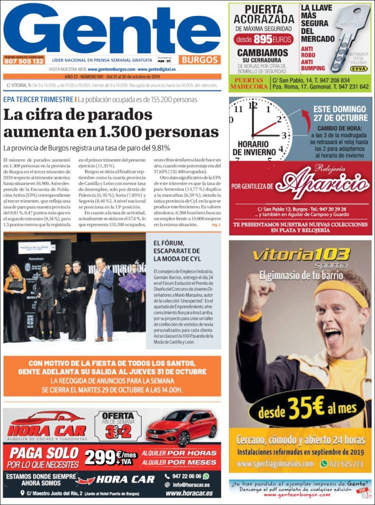 Portada de Gente en Burgos (España)