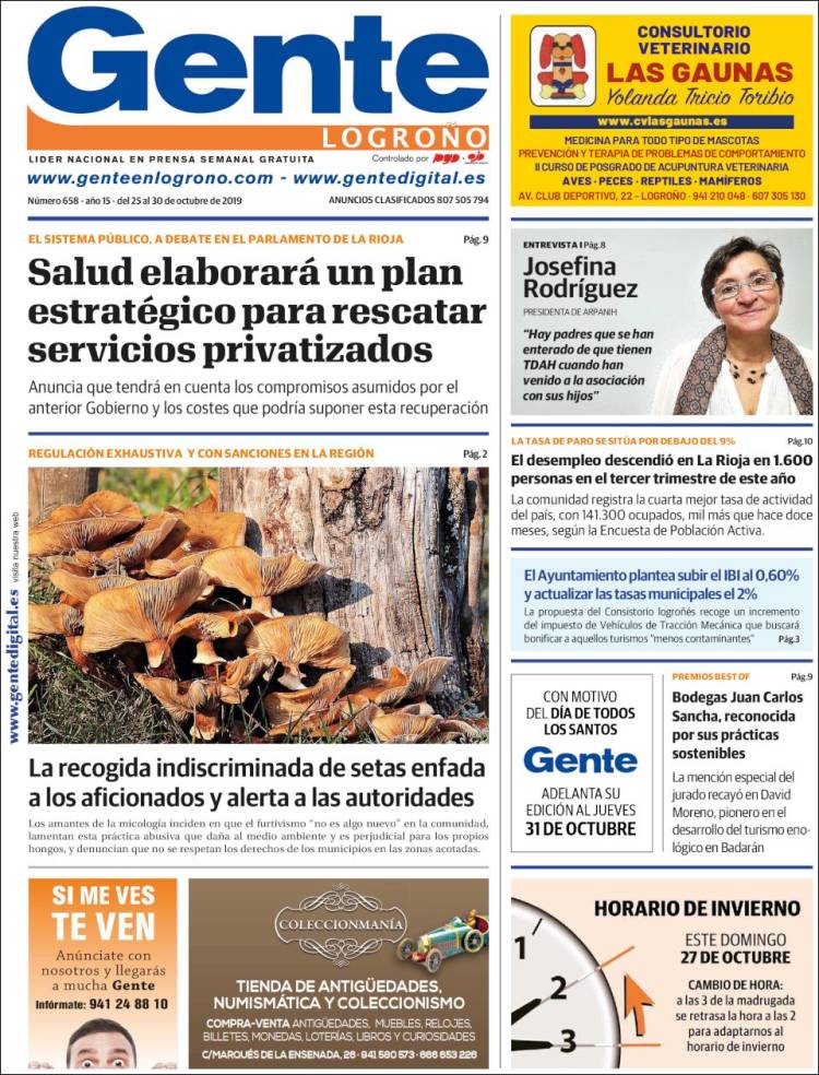 Portada de Gente en Logroño (España)