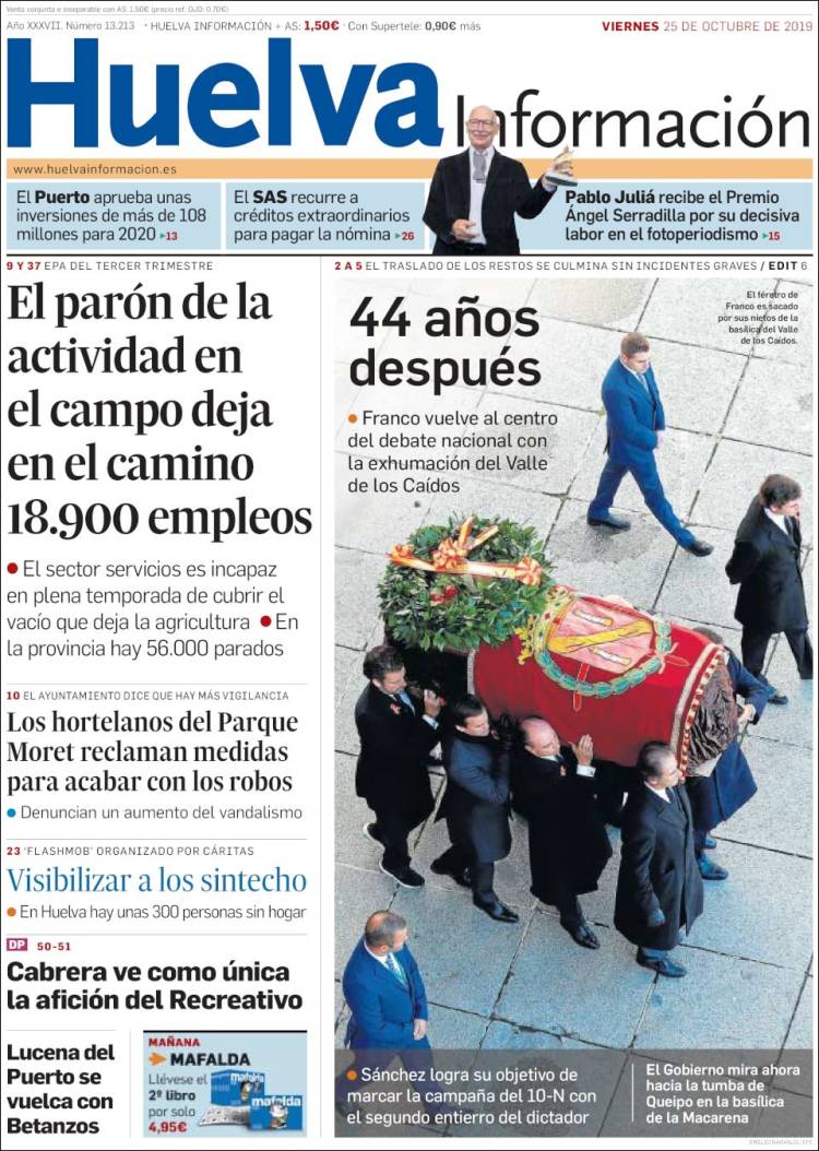 Portada de Huelva Información (España)