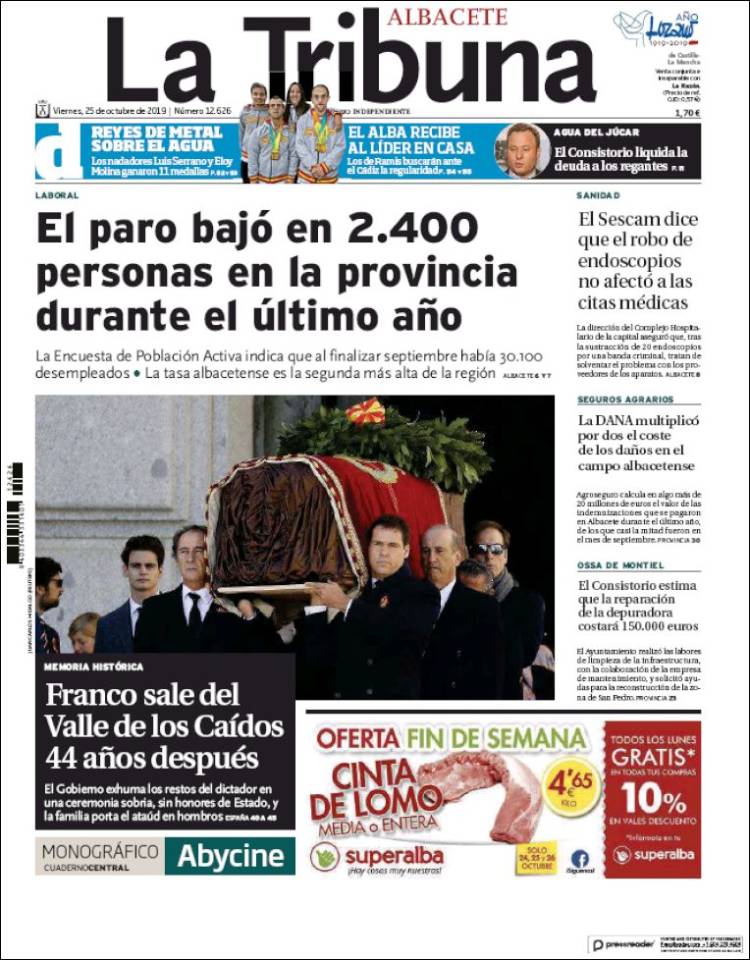 Portada de La Tribuna de Albacete (España)