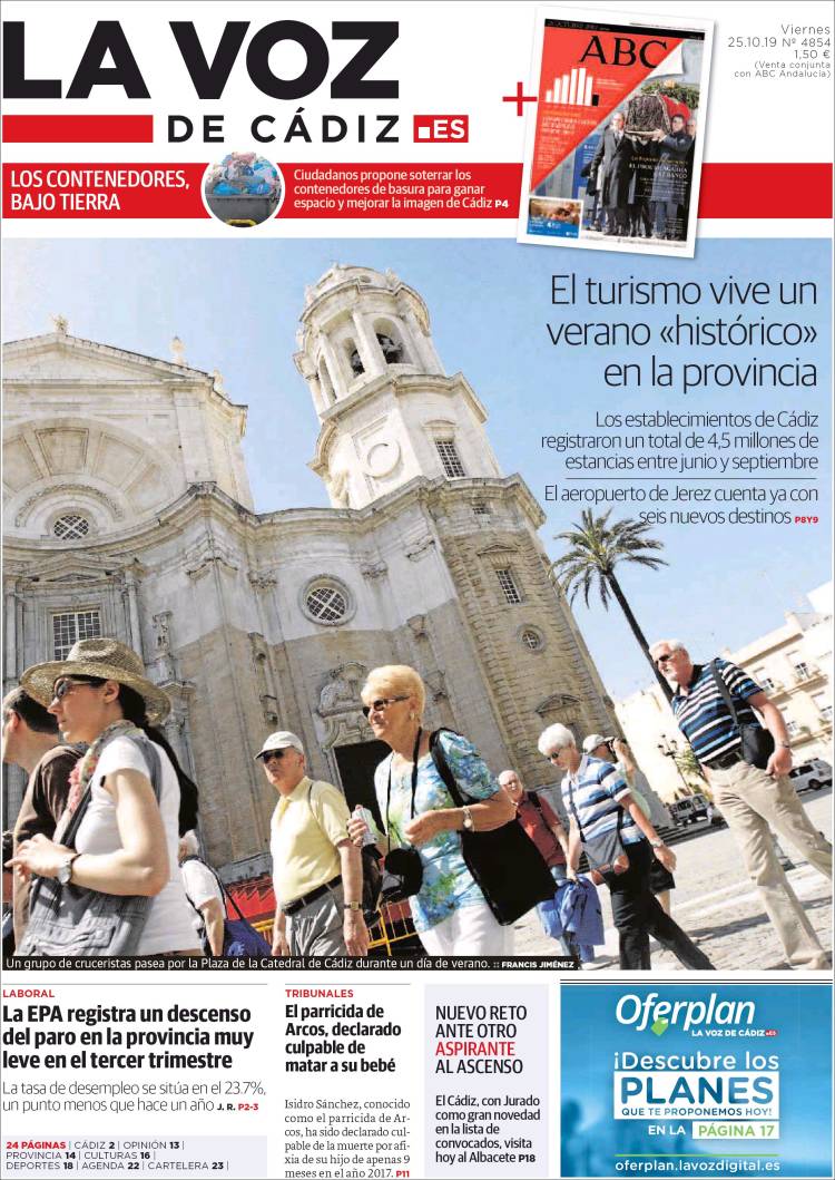 Portada de La Voz de Cádiz (España)