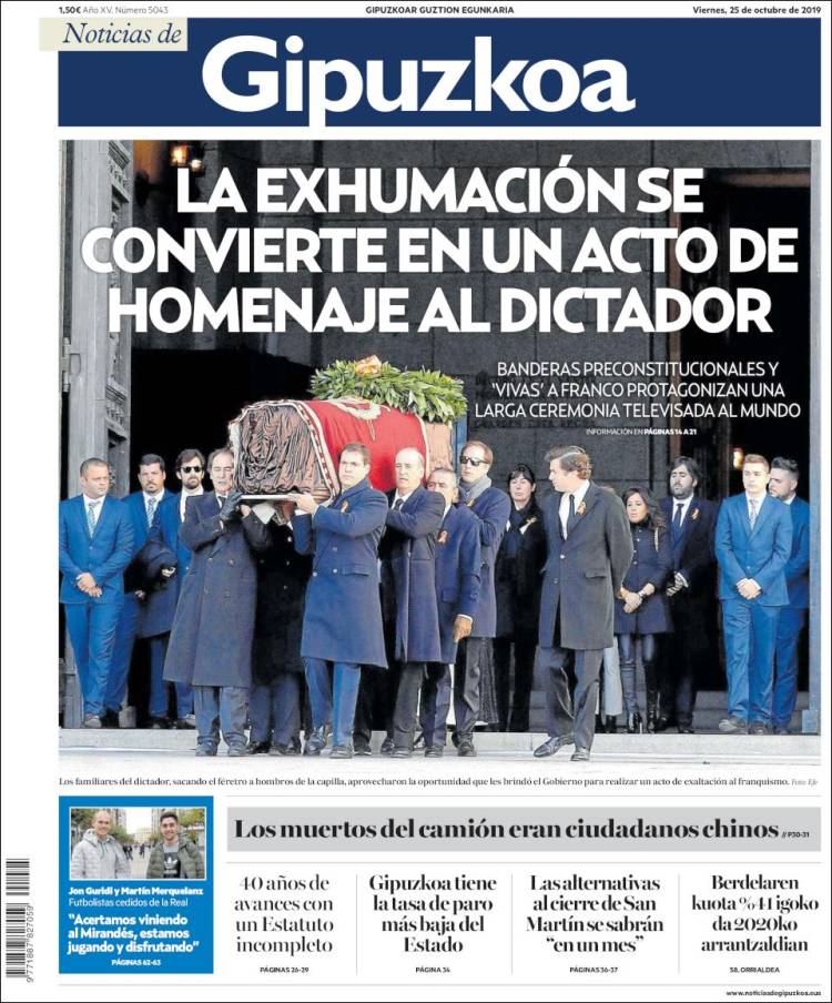 Portada de Noticias de Gipuzkoa (España)