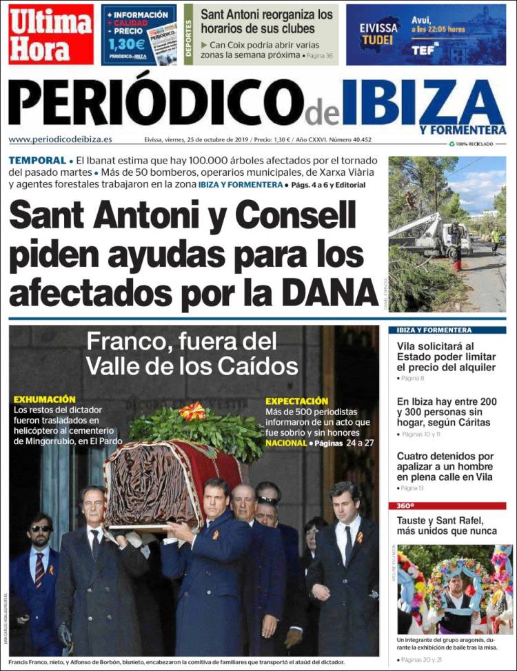 Portada de Periódico de Ibiza (España)