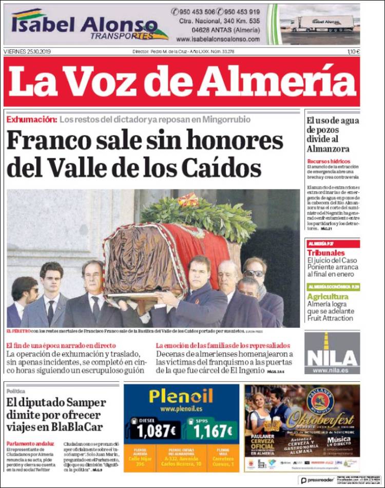 Portada de La Voz de Almería (España)