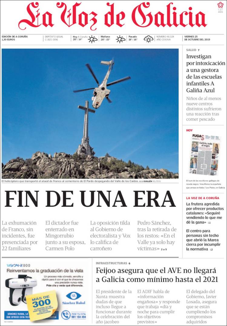 Portada de La Voz de Galicia (España)