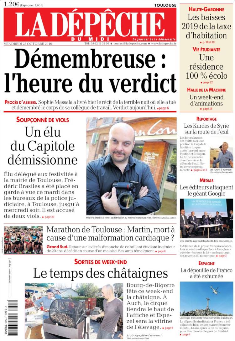 Portada de La Dépêche du Midi (Francia)