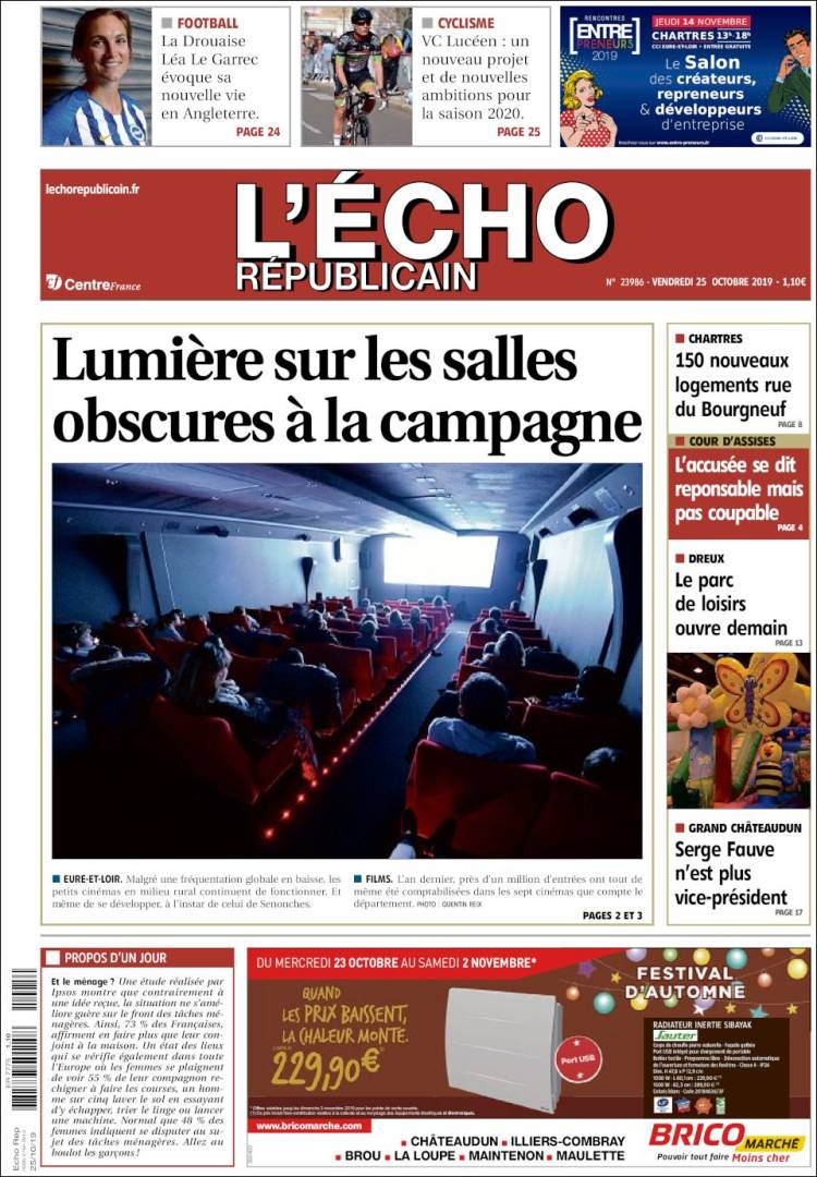 Portada de L'Echo Républicain (Francia)