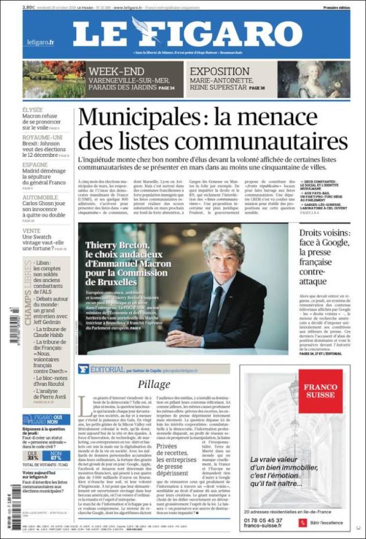 Portada de Le Figaro (Francia)