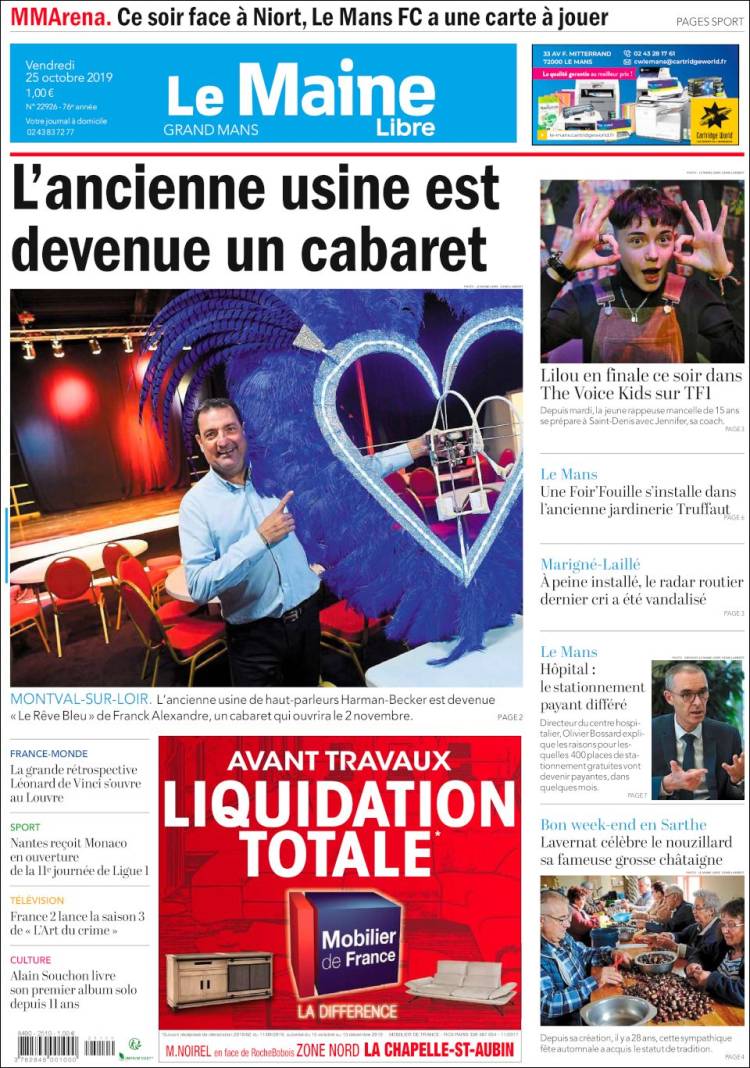 Portada de Le Maine Libre (Francia)